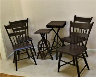 4 Early Chairs....2 Primitive Adirondack Style Twig Tables
