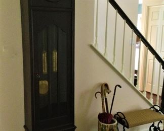 This well preserved tall clock made by German clockmaker Ingus is a example of the "Arts and Crafts" style. This clock has been well maintained and its melodious chimes have sounded on the half hour for over a 100 years.