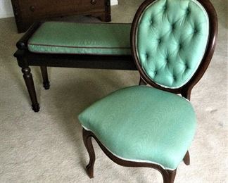 Victorian Walnut Chair and Bench