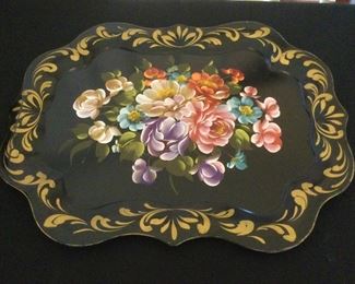 Toleware Hand Painted Metal Tray