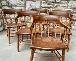 Set of 6 Antique Arm Chairs   --They have had some lovin   $245  Set