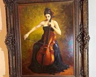 XXL Cellist Oil Painting