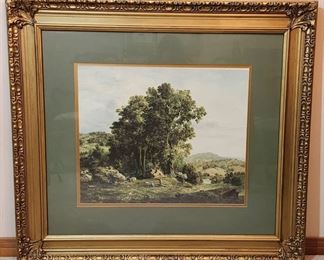 Pastoral print ornate frame