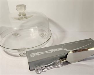 Fostoria Cake Server & Glass Cake Dome