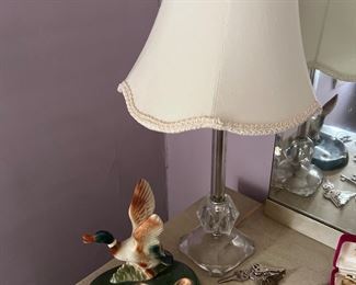 Duck Figurine & a Pair of Vanity Lamps