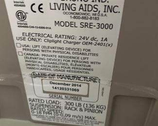 Bruno Indiana Living Aids Inc December 2014 300 lb capacity 14 Steps