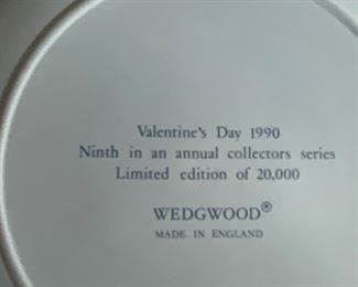 Valentines day Series Wedgwood plates 1990