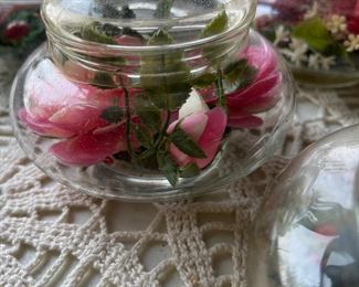Vintage Glass Covered Jar Center Pieces