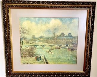 Camille Pissaro ~~~~
VIEW OF THE SEINE FROM THE RAISED TERRACE OF THE PONT-NEUF. This is a print