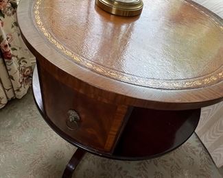 Leather top Drum Table