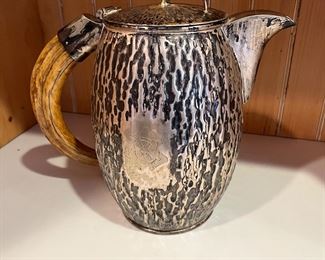 RARE HUTH & HEATH SILVER Pitcher with BONE Handle. Attributed to CHRISTOPHER DRESSER.  Please check out our antler smoking stand another amazing piece.