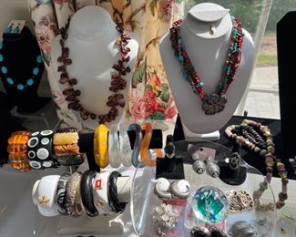 Bakelite Bracelets + AWESOME Turquoise & Coral Statement Nevklace