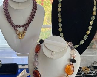 Horse Head Pendant + faux Amethyst Beaded Choker LES BERNARD