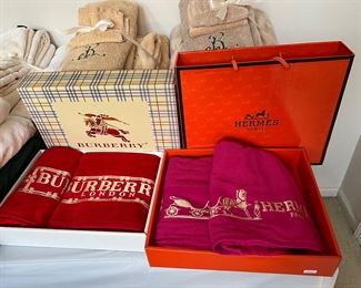 LINENS TOWELS Designer HERMES TOWELS + BURBERRY TOWELS