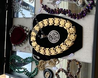 Beautiful selection of Jewelry Tiger Eye Necklace Malachite Bead Necklace Silpada Large Sterling Pendant necklace.Nantucket Basket Sterling Necklace.