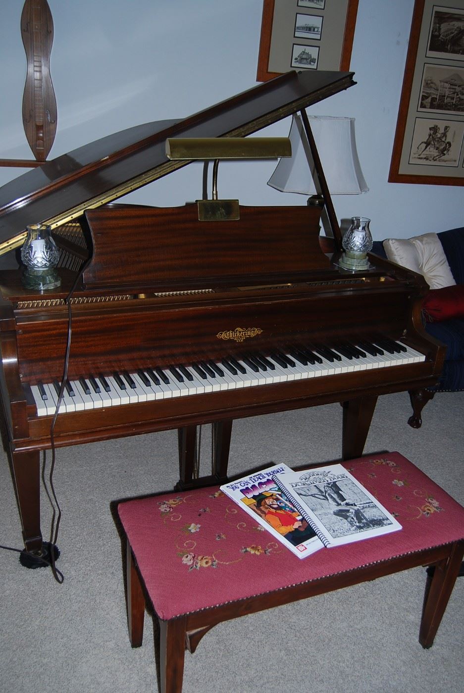 VINTAGE CHICKERING PIANO AND BENCH - JUST TUNED!  SOUNDS GREAT!