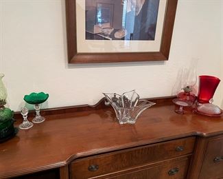 DECOR - TALL RED VASE AND FRAMED PRINT (AS WELL AS BUFFET) HAVE BEEN SOLD