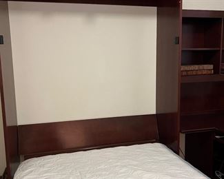 QUEEN MURPHY BED WITH SIDE DESK AND SHELF (YES - THERE ARE TWO QUEEN MURPHY BEDS AT THIS SALE!)