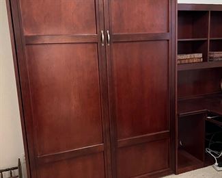 QUEEN MURPHY BED WITH SIDE DESK AND SHELVING