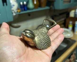 Bird brass bottle opener 