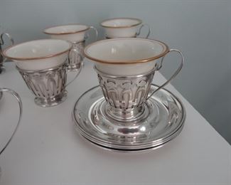 12 Lenox Demitasses in Gorham Sterling Holders