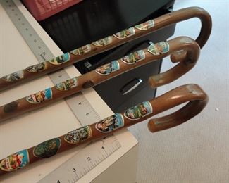 German Walking Sticks with Medallions
