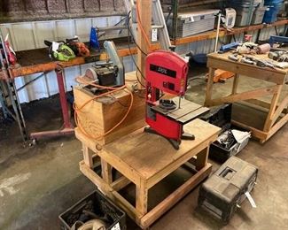 SKIL BANDSAW AND DELTA SANDER WITH WOODEN STAND