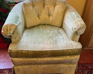 Green crushed velvet armchair!