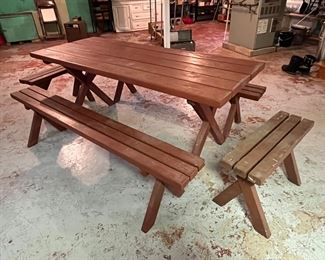 Picnic table and benches
