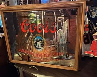 Coors wood framed mirror