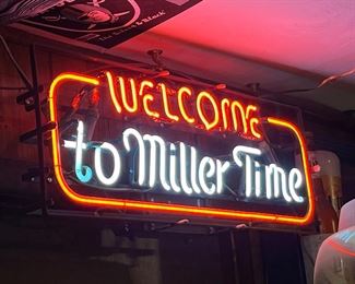 Welcome to Miller Time neon sign