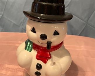 Radko Shiny Brite snowman cookie jar