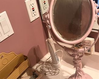 spelter art noveau mirror 