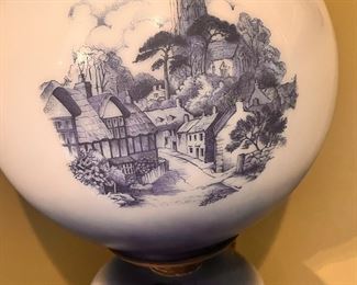 overview of blue and white lamp 