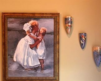 love this oil of two little girls and the beach