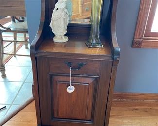 walnut little mirrored back stand 