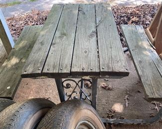 Metal and Wood Picnic Table