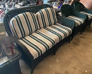 Green Wicker Outdoor Set