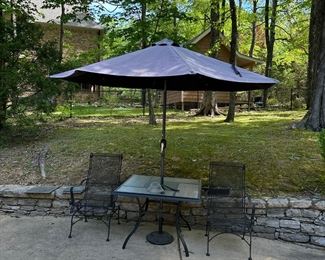 Patio Table, umbrella and 4 chairs