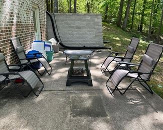 Patio furniture and firepit