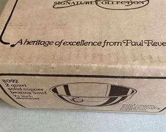 Paul Revere Copper 2 Quart Beating Bowl NRFB