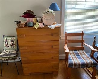 Mid Century Custom/Home Made High Boy. Vintage Gloves, Hats, Vintage Cherry Ladder Back Arm Chair