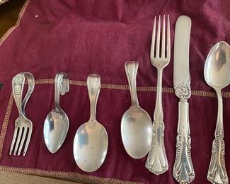 Antique Silver Plate Baby- Child Flatware