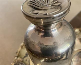 Vintage Art Deco Silver Plate Martini Strainer with Rooster Lid