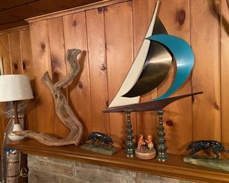 Mid Century Metal/Wood Sailboat. Driftwood