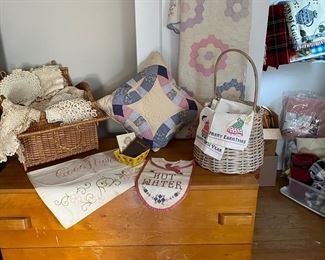 Mid Century Custom/Home Made Low Boy. Antique Quilt, Vintage Linens