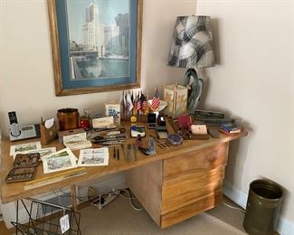 Mid Century Custom Made/Home Made Desk with Pull Down Storage/Drawers