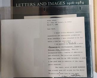 Signed letter from Ansel Adams