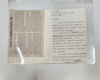 SIGNED ANSEL ADAMS PERSONAL LETTER