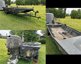 Complete Package! 16' Fishing Boat with Modified Vee Hull, Poly Deck, Yamaha 4.4 stroke, 40hp motor (2002), Trolling Motor, Depth/Fish Finder also Back Tracker Trailer and bonus Hunting/Fishing Blind Adjustable Frame complete with Camouflage Blind. An Awesome Fishing/Hunting Package it is! Buy it now for $7,000 or Make Offer/Bid. Offers/Bids will be taken until 11am on Saturday. At that time only those who have been making Offers/Bidding will be allowed to continue until we have a new owner of this Complete Fishing/Hunting Boat package. Call if you have any questions.!